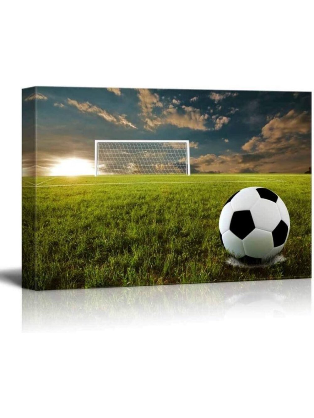 Green Field Football Canvas Wall Art - High Definition Giclee Poster for Living